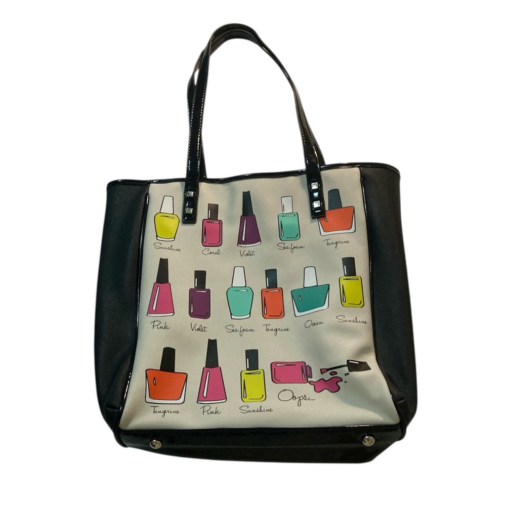 Mimosa Nail Polish Colors Shoulder Tote Bag Purse Polyurethane w/ Vinyl Trim